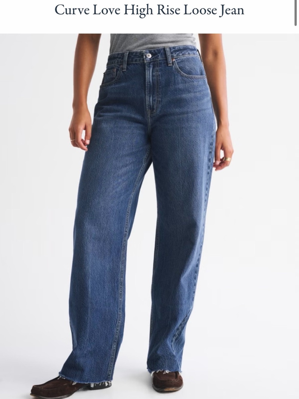 Abercrombie & Fitch Curve Love Short Women's Loose Jeans in Medium Wash